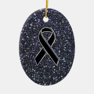 Ornement En Céramique Symbole de sensibilisation au ruban noir