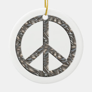Ornement En Céramique Symbole PEACE - ARGENT