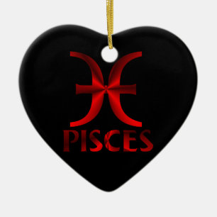 Ornement En Céramique Symbole rouge d'horoscope de Poissons