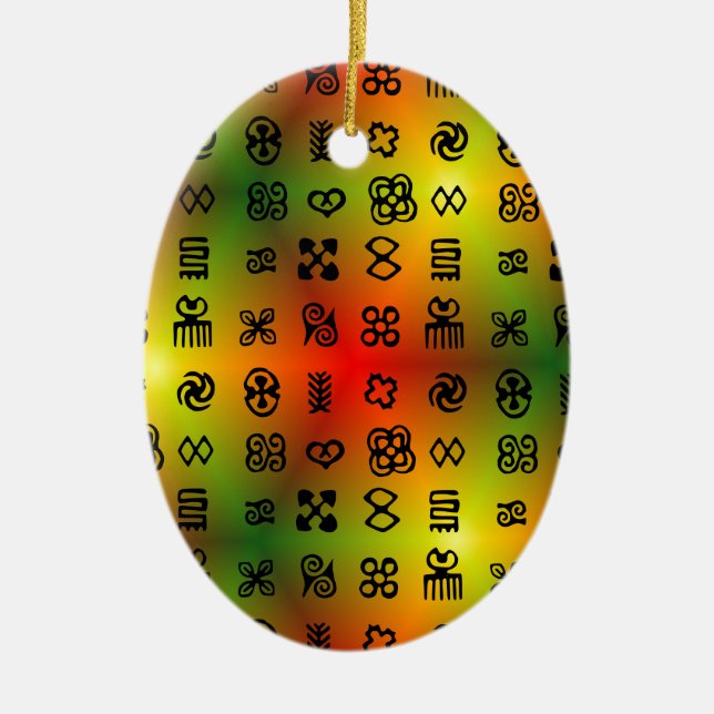 Ornement En Céramique Symboles Adinkra Aux Couleurs Africaines (Devant)
