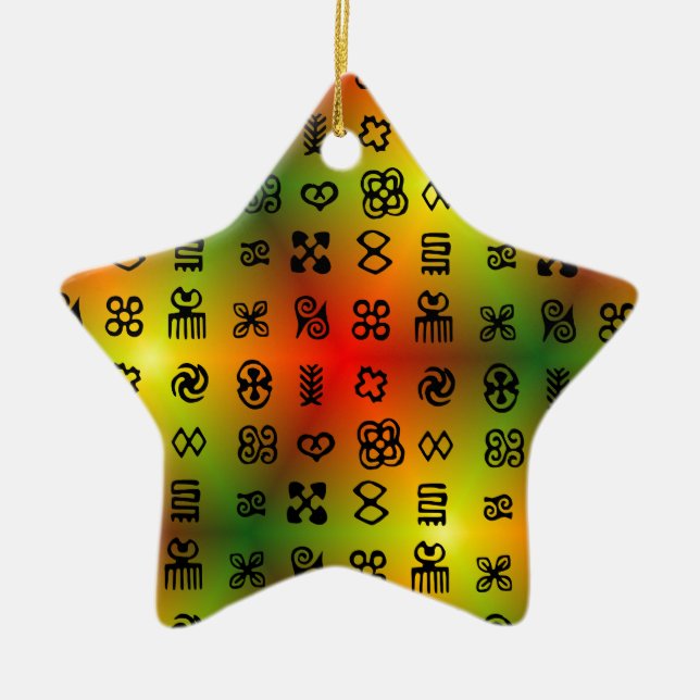 Ornement En Céramique Symboles Adinkra Aux Couleurs Africaines (Devant)