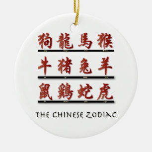 Ornement En Céramique Symboles chinois du zodiaque