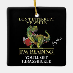 Ornement En Céramique T Rex Ne Me Derange Pas Pendant Que Je Lis Des Liv
