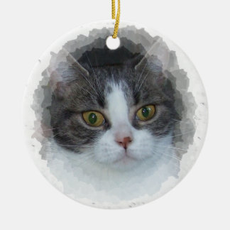 Ornement En Céramique tabby bleu et blanc
