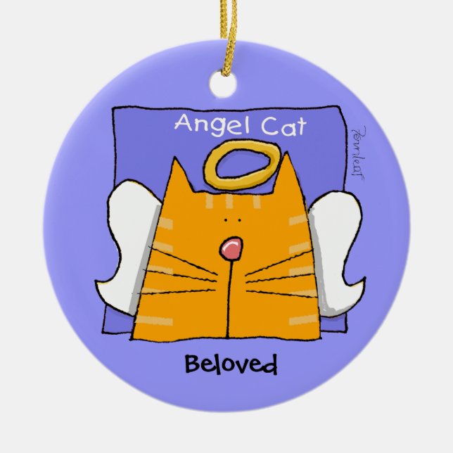 Ornement En Céramique Tabby Cat Angel Keepsaké (Devant)
