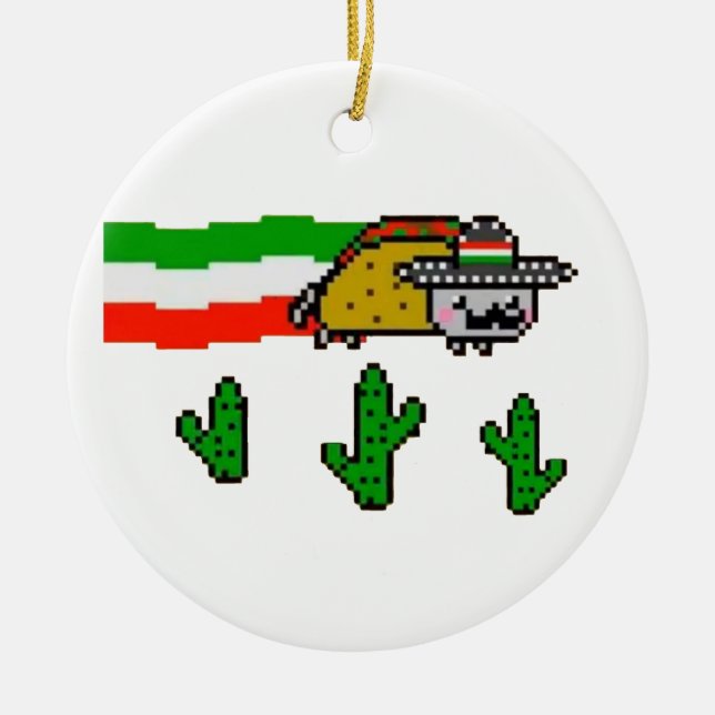 Ornement En Céramique Taco Chat (Devant)