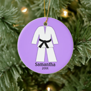 Ornement En Céramique Taekwondo Karate Ceinture noire violet personnalis