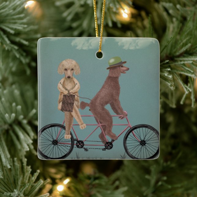 Ornement En Céramique Tandem de caniche (Arbre)