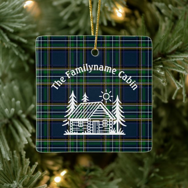 Ornement En Céramique Tartan, Cabine Rustique (Arbre)