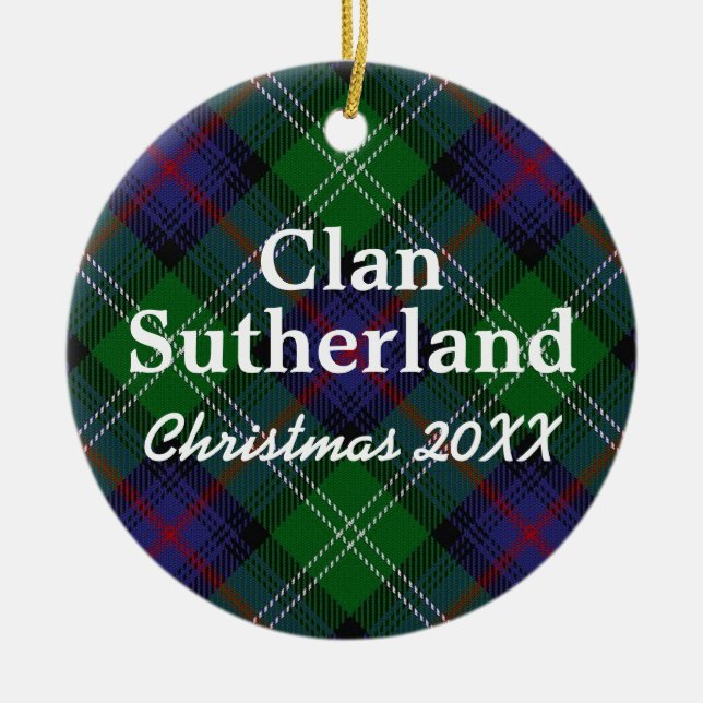 Ornement En Céramique Tartan d'écossais de Sutherland de clan (Devant)