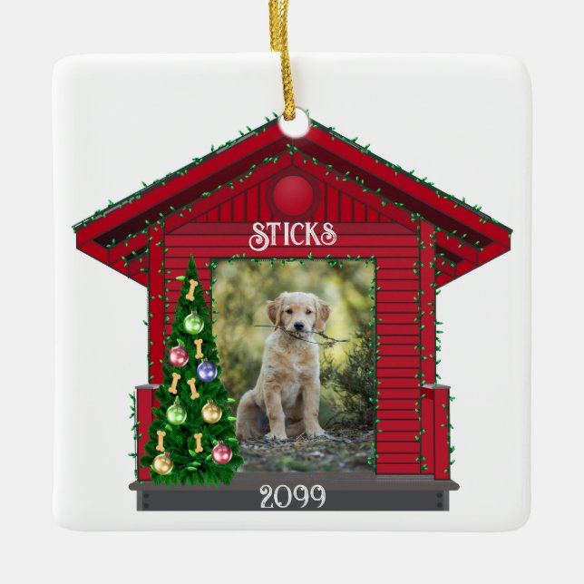 Ornement En Céramique Téléchargement Rectangulaire de chiot plus grand P (Devant)
