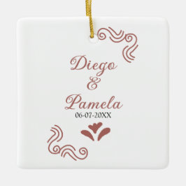 Ornement En Céramique Terracotta noir rustique espagnol mariage couple f