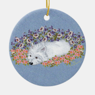 Ornement En Céramique Terrier West Highland White Repos