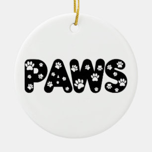 Ornement En Céramique Texte personnalisé des pattes de chien