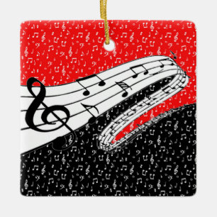 Ornement En Céramique Thème musical rouge et noir