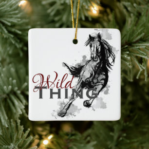 Ornement En Céramique Thème Wild Personnalisé Galloping Horse Noël