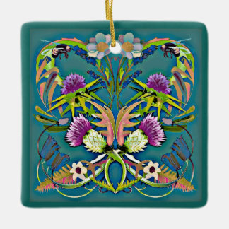 Ornement En Céramique Thistle and bee ornament