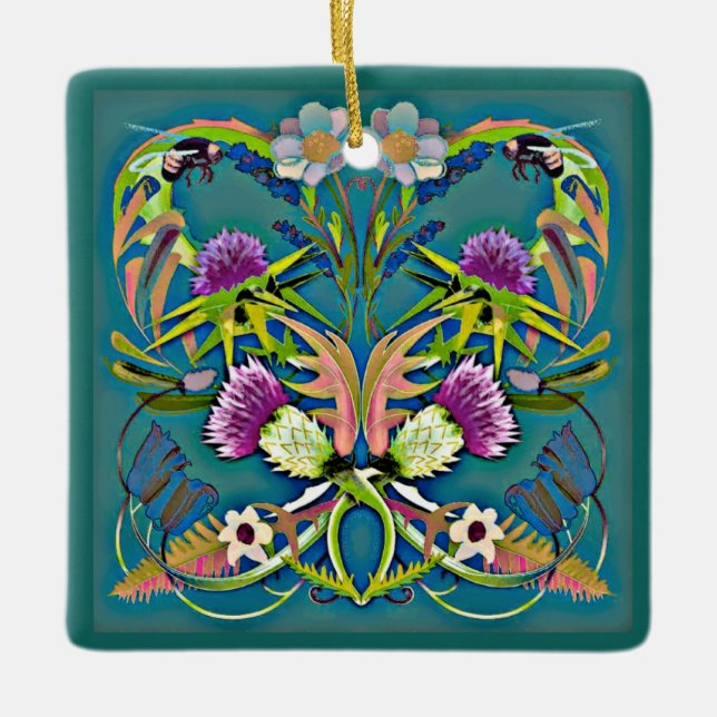 Ornement En Céramique Thistle and bee ornament (Devant)
