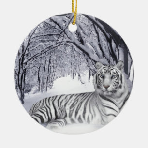 ORNEMENT EN CÉRAMIQUE TIGRE BLANC