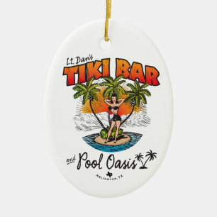 Ornement En Céramique Tiki Bar de lt Dan et bébé de bikini d'oasis de