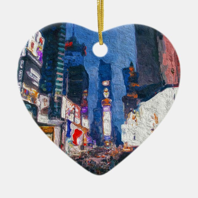 Ornement En Céramique Times Square à la peinture de nuit (Devant)