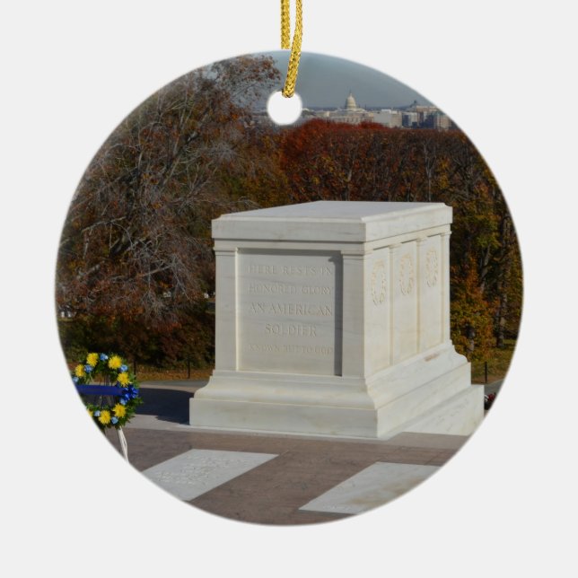 Ornement En Céramique Tombe du soldat inconnu, Arlington Wrea jaune (Devant)
