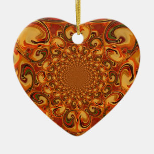 Ornement En Céramique Tons Abstraits orange, marron et vert