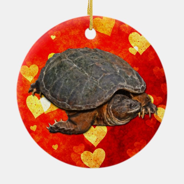 Ornement En Céramique Tortue serpentine Terrapin-lover Cadeau (Dos)