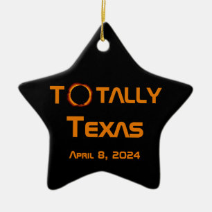 Ornement En Céramique Totalement Texas 2024 Solar Eclipse