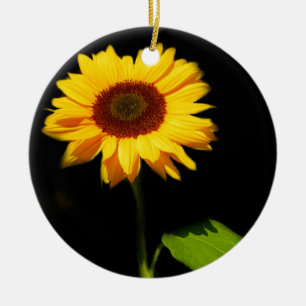 Ornement En Céramique Tournesol sur l'arrière - plan noir