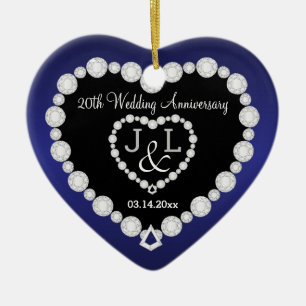Ornement En Céramique Tout anniversaire Mariage   Sapphire Blue   Texte 