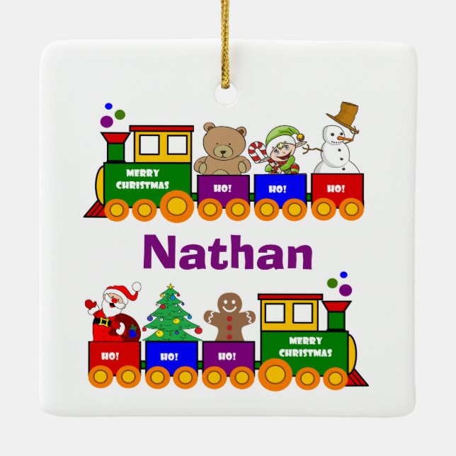 Ornement En Céramique Train de jouet de Noël (Dos)