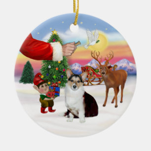 Ornement En Céramique Traitement de père Noël - Corgi gallois (tri coule
