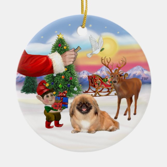 Ornement En Céramique Traiter pour un Pekingese (#1) (Devant)