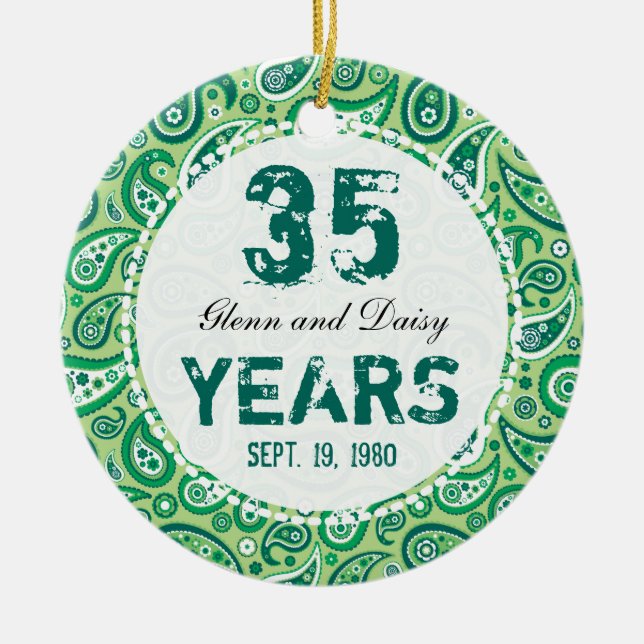 Ornement En Céramique trente-cinquième Monogramme de Paisley (Devant)