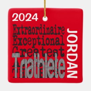 Ornement En Céramique Triathlète Extraordinaire CUSTOM