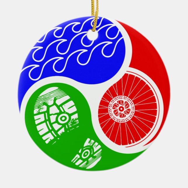 Ornement En Céramique Triathlon TRI Yin Yang (Devant)