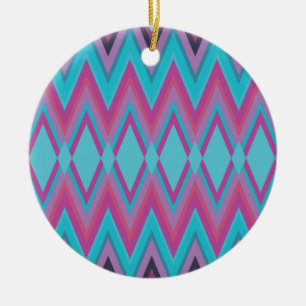 Ornement En Céramique Tribal pourpre et Aqua