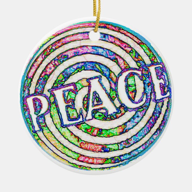 Ornement En Céramique Trippy Peace Christmas (Devant)