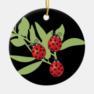 Ornement En Céramique Trois coccinelles chanceuses