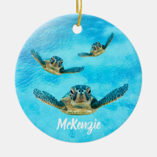 Ornement En Céramique Trois tortues de mer nageant