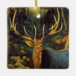 Ornement En Céramique Trophy Bull Elk in Autumn