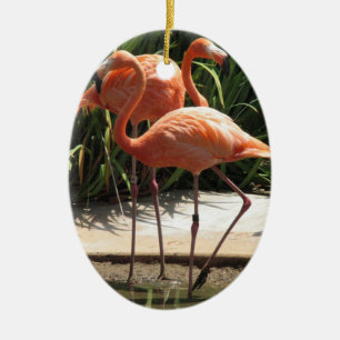 Ornement En Céramique Troupeau d'ornement de Flamants roses