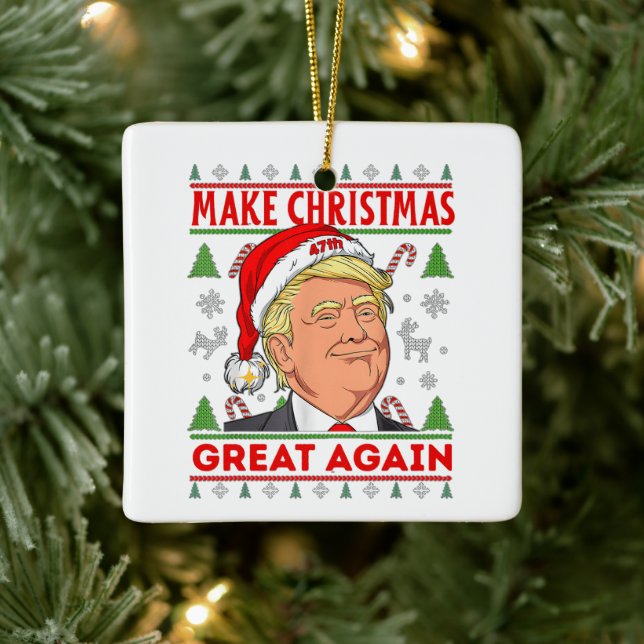 Ornement En Céramique Trump Joyeux Noël, Donald Trump (Arbre)
