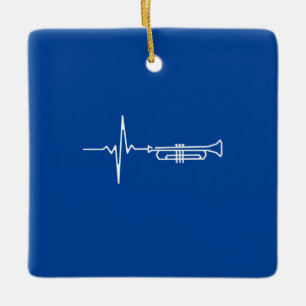 Ornement En Céramique Trumpet Heartbeat Trumpet Player Cadeau