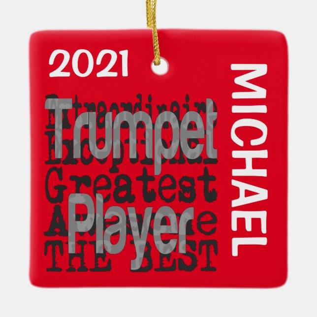 Ornement En Céramique Trumpet Player Extraordinaire CUSTOM (Devant)