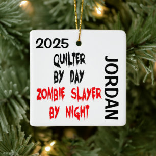 Ornement En Céramique Tueuse de zombies quilteuse SUR MESURE