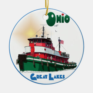 Ornement En Céramique Tugboat Ohio