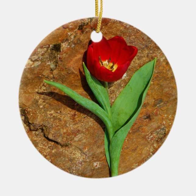 Ornement En Céramique Tulipe jaune et rouge (Devant)