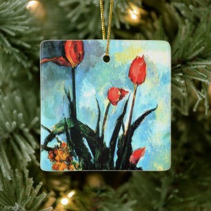 Ornement En Céramique Tulipes dans un vase par Paul Cezanne, Art ancien